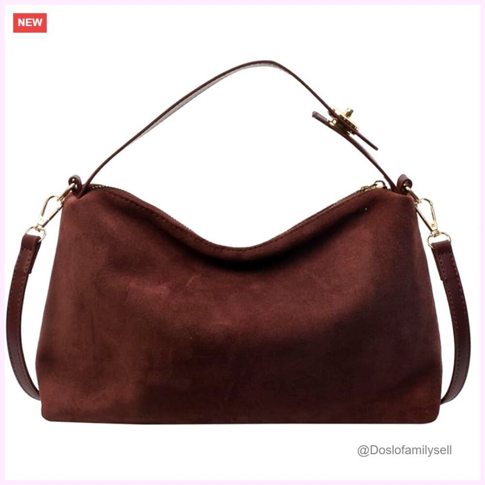 Slouchy Suede Satchel Shoulder Bag Hobo Crossbody Top-Handle Tote Purse